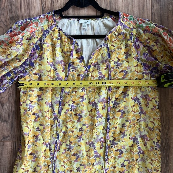 Anthropologie x Current Air floral watercolor print blouse size small romantic - Picture 15 of 17